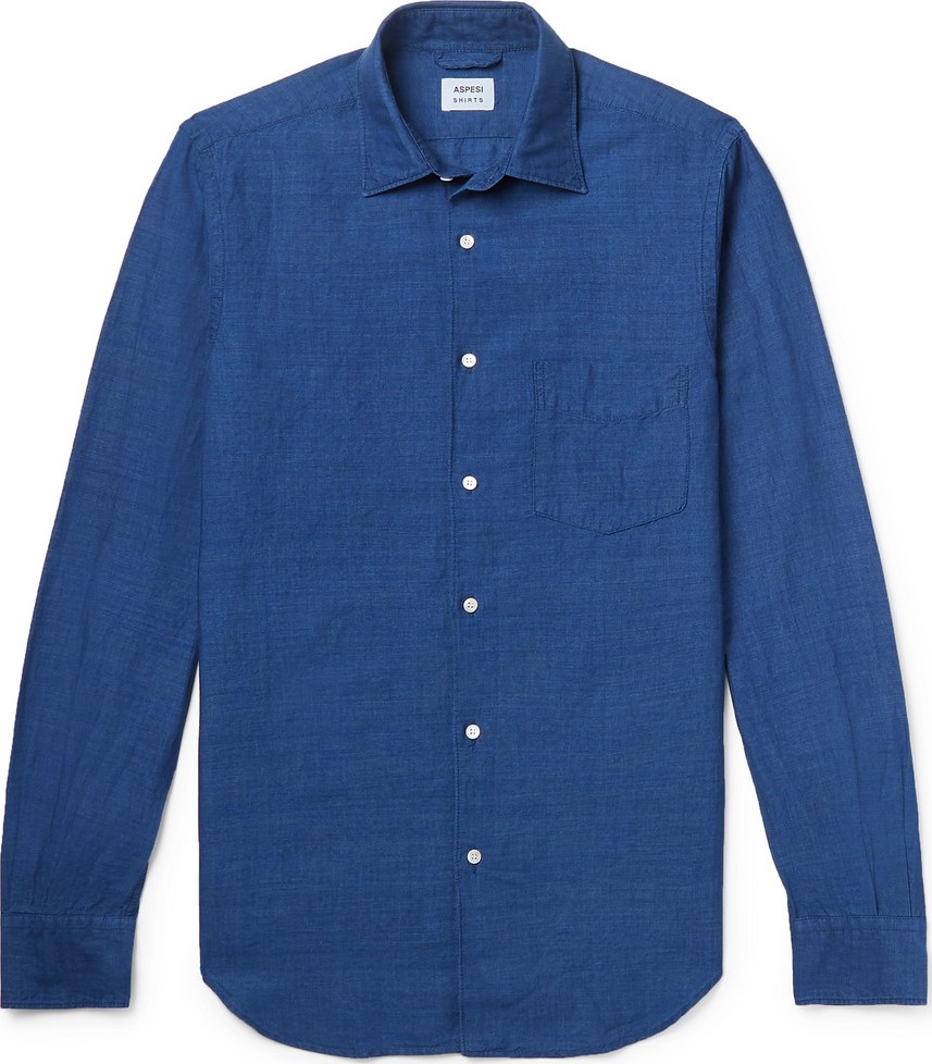 Aspesi Slim-Fit Garment-Dyed Linen and Cotton-Blend Shirt