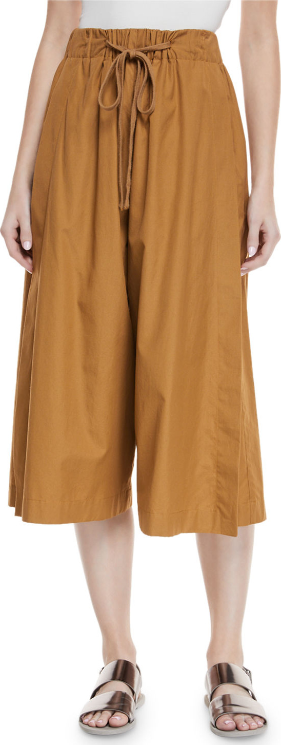 Vince Drawstring Side-Slit Cropped Culotte Pants