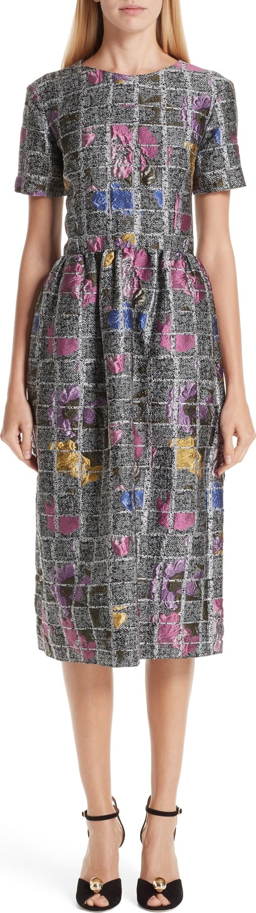 Malene Oddershede Bach Quest Floral Jacquard Midi Dress