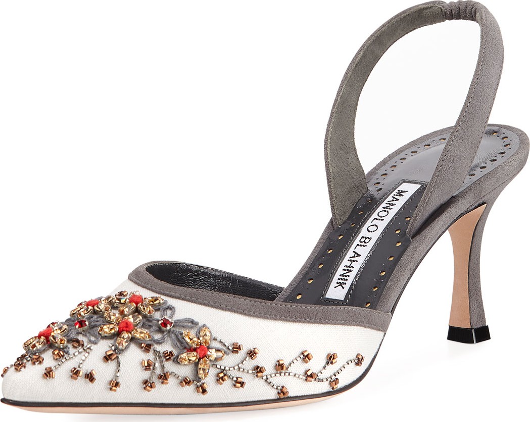 Manolo Blahnik 70MM Carolyne Beaded Slingba