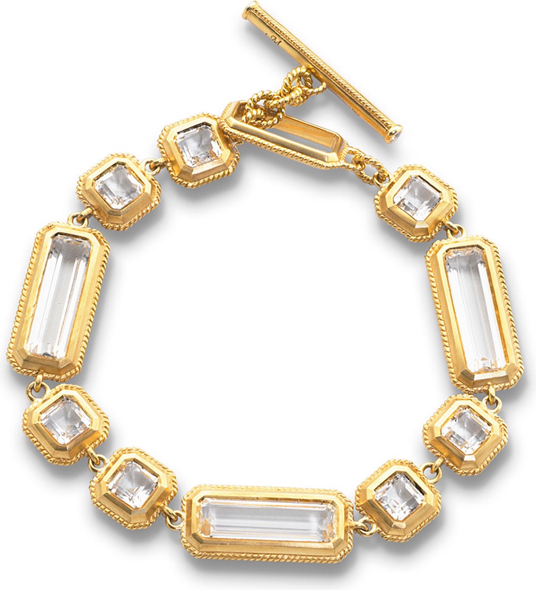 Monica Rich Kosann Yellow Gold Crystal Mosaic Bracelet