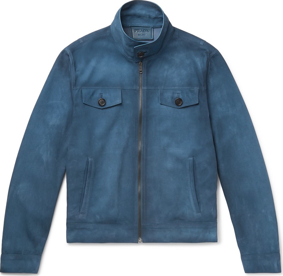 Prada Burnished-Leather Blouson Jacket