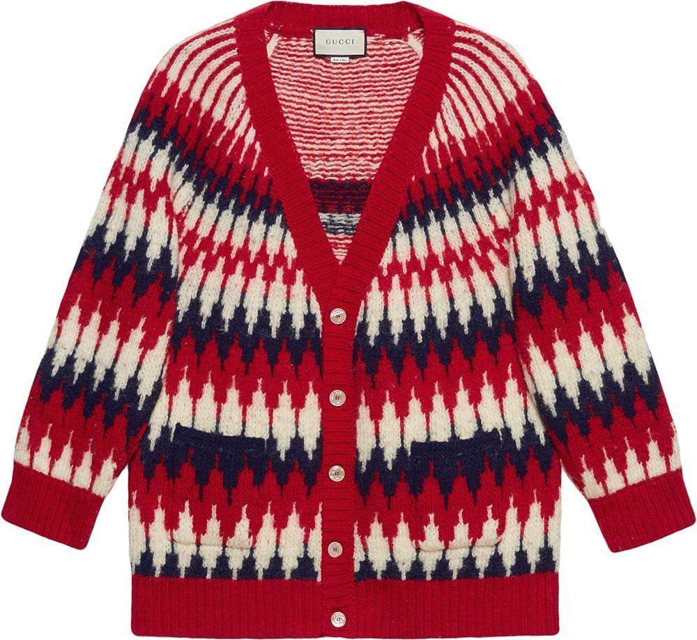 Gucci - Zigzag jacquard organic-wool cardigan