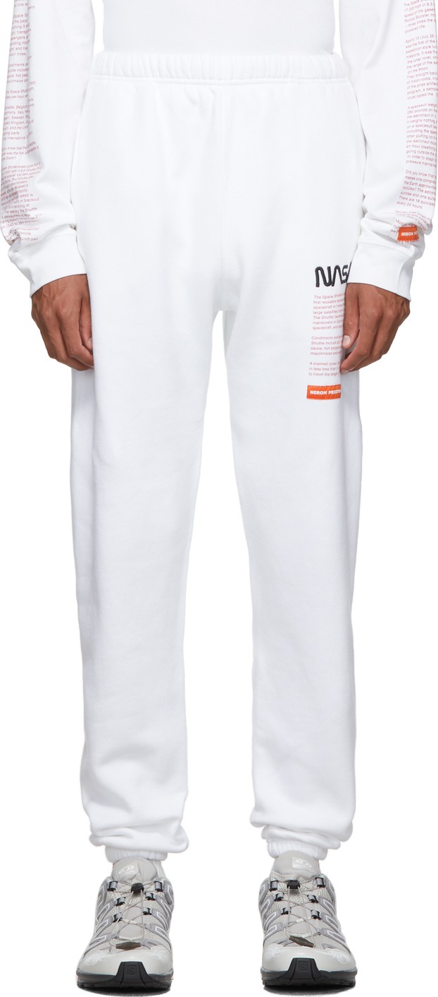 Heron Preston White Fleece Lounge Pants