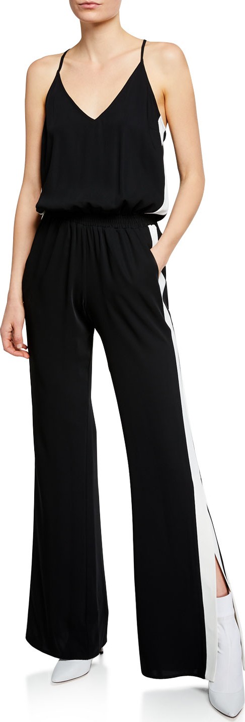 Amanda Uprichard Side-Stripe Sleeveless Track Jumpsuit