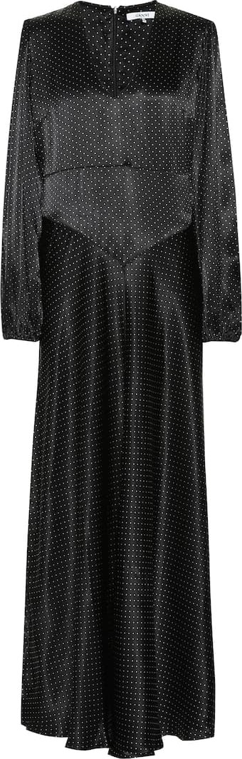 Ganni Polka-dot satin maxi dress