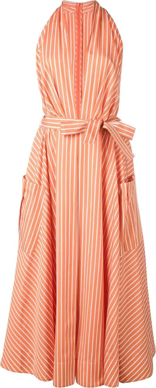 Sara Battaglia plunge neck striped dress