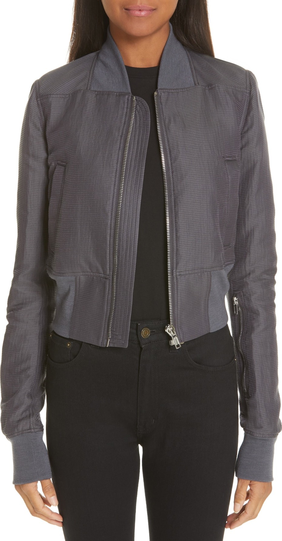 Rick Owens Cotton & Silk Bomber Jacket