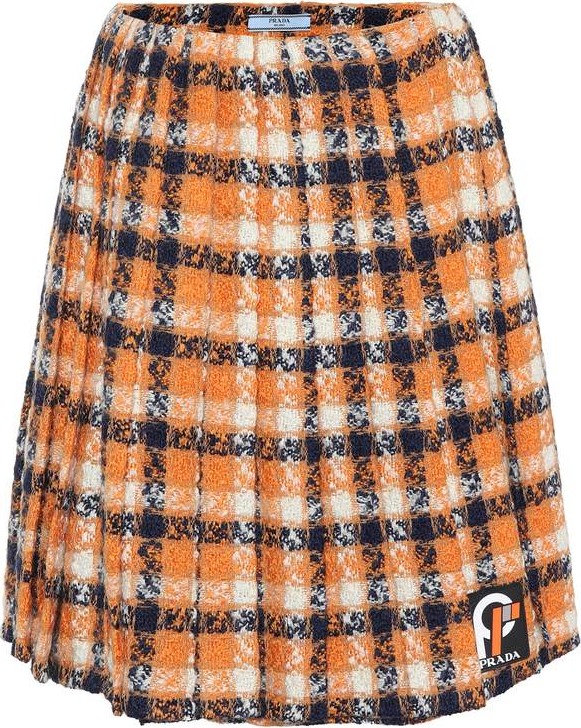 Prada Wool tweed pleated skirt