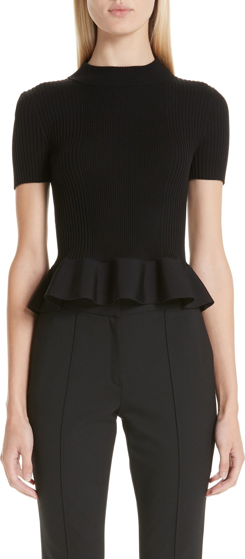 Alexander Wang Peplum Hem Ribbed Sweater