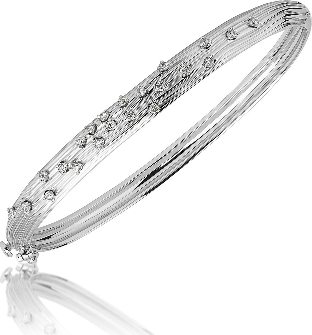 Hueb Plisse 18k White Gold Pleated Diamond Bracelet