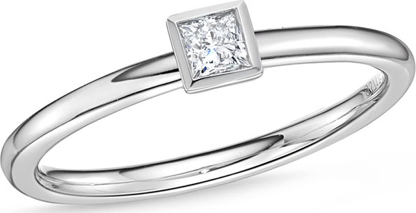 Memoire 18k White Gold Princess-Cut Diamond Stack Ring, Size 6.5