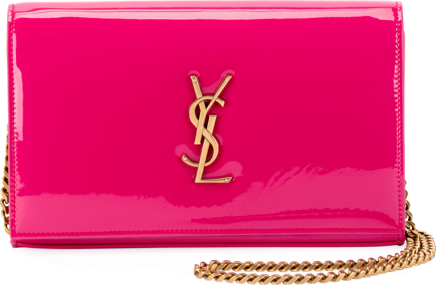 Saint Laurent Kate Monogram YSL Patent Wallet on Chain
