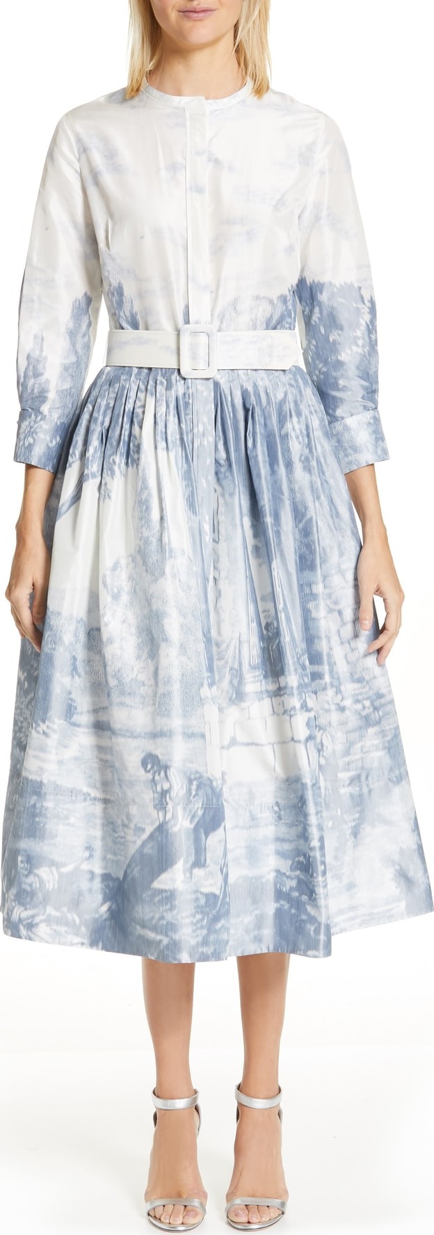 Oscar De La Renta Toile Print Silk Shirtdress