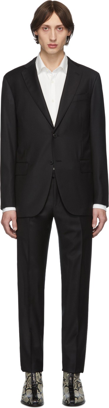 Eidos Black Wool Two-Button Suit