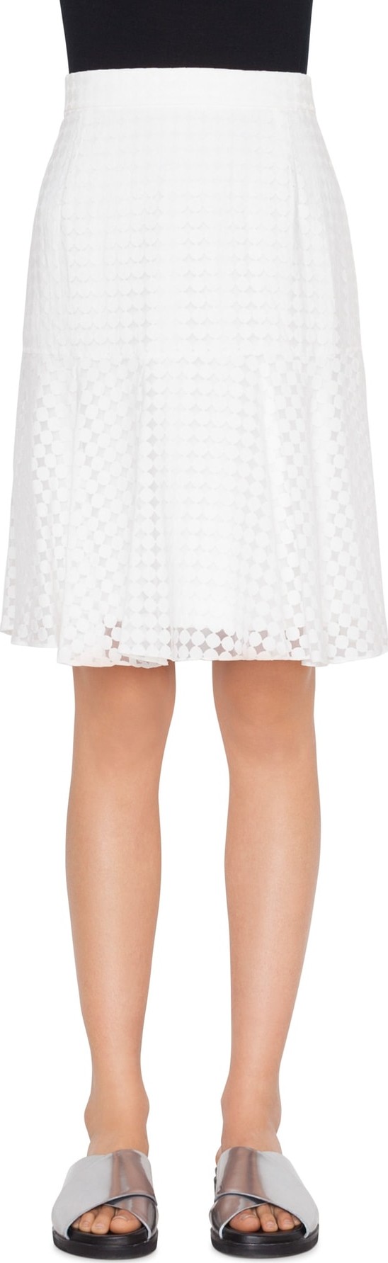 Akris Punto Dot Design Flounce Hem Skirt
