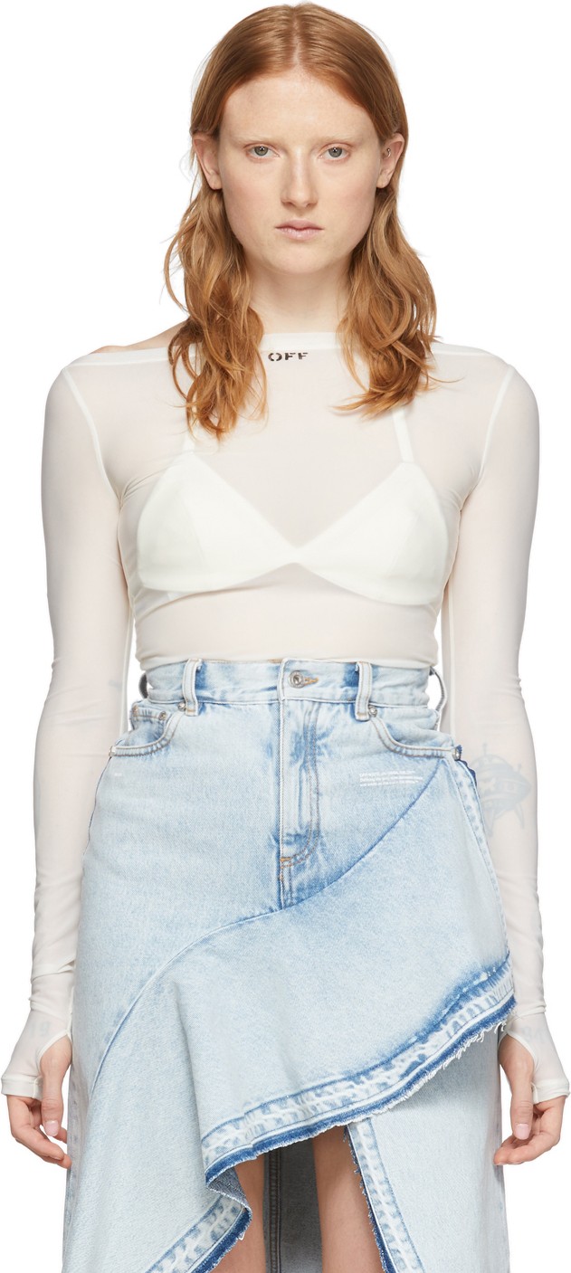 Off White White Basic Sheer T-Shirt