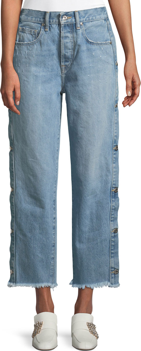 Jonathan Simkhai Manfriend Button-Down Wide-Leg Jeans Jonathan Simkhai Manfriend Button-Down Wide-Leg Jeans
