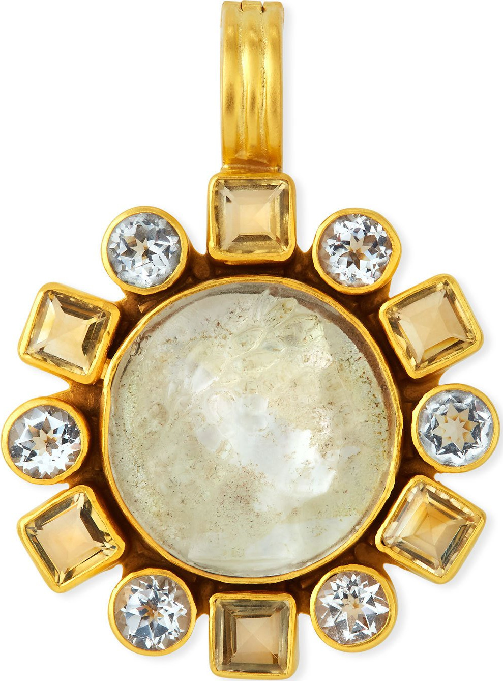Dina Mackney Citrine, Topaz & Glass Pendant