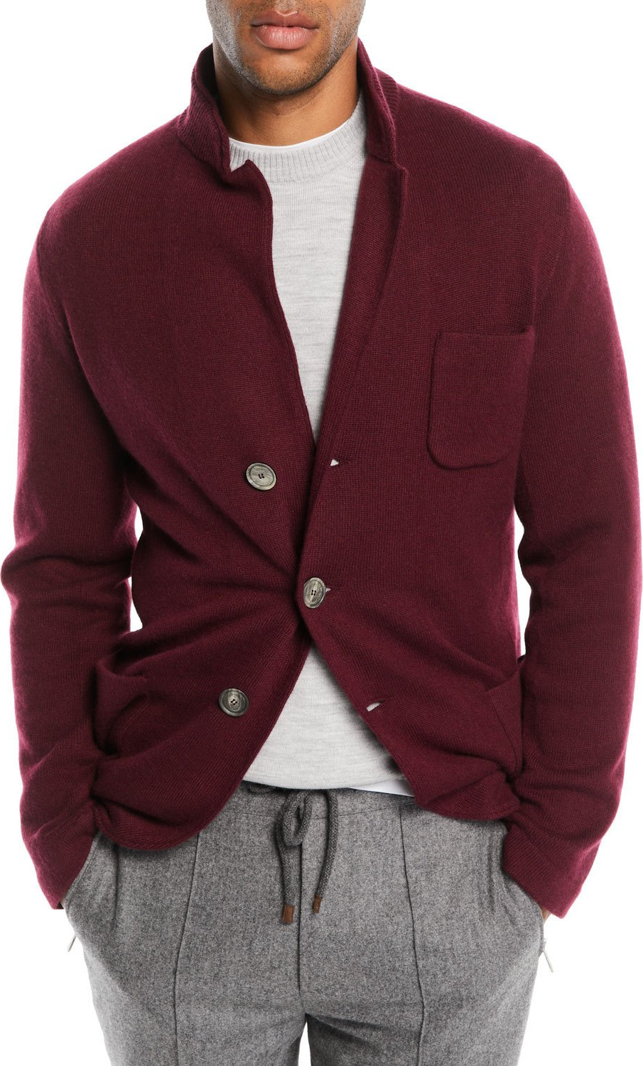 Brunello Cucinelli Men's Cashmere Button-Front Knit Cardigan Jacket