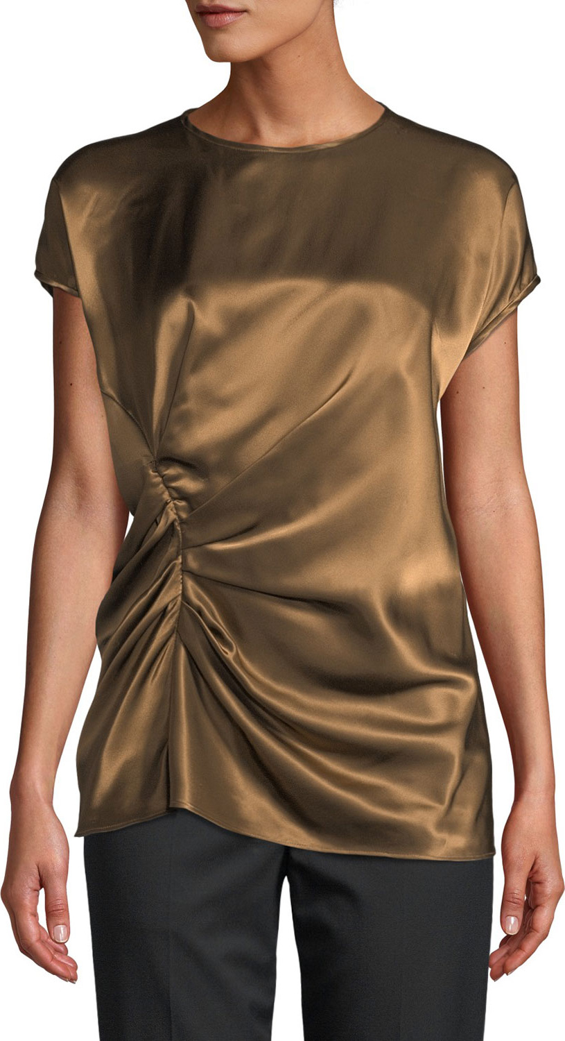 Helmut Lang Gathered Viscose Crewneck Top