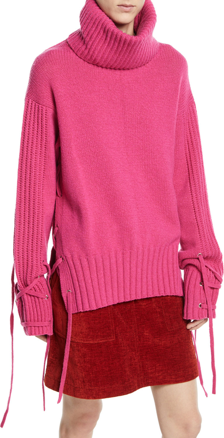McQ - Alexander McQueen Lace-Up Wool-Cashmere Turtleneck Sweater