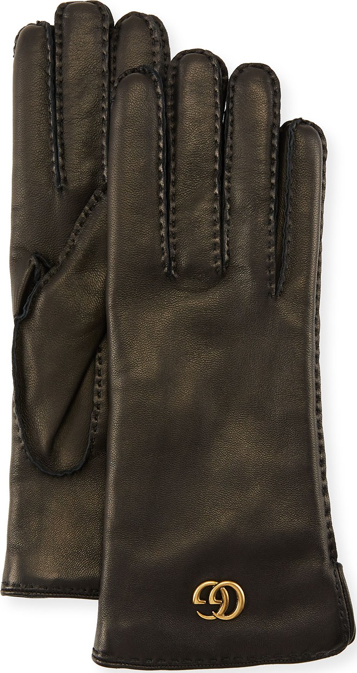 Gucci Leather Gloves w/ GG Hardware