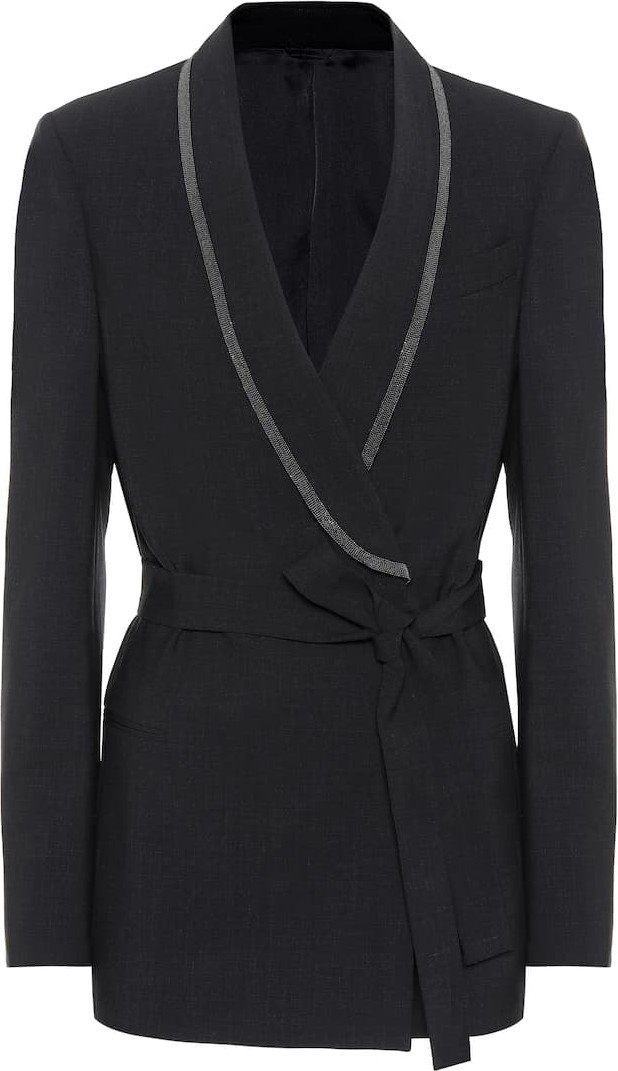 Brunello Cucinelli Embellished wool-blend blazer