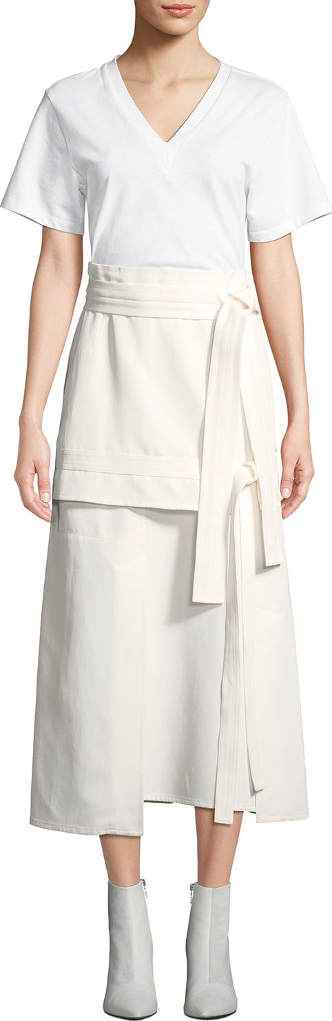 3.1 Phillip Lim Short-Sleeve Dress With Front-Tie Skirt