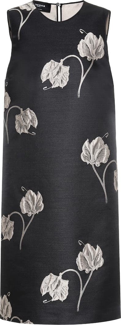 ROCHAS Floral wool and silk-blend dress