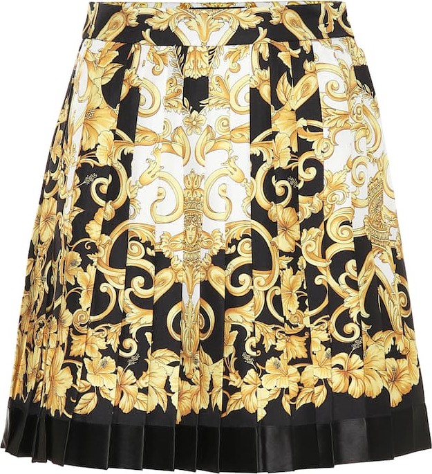 Versace Pleated silk miniskirt