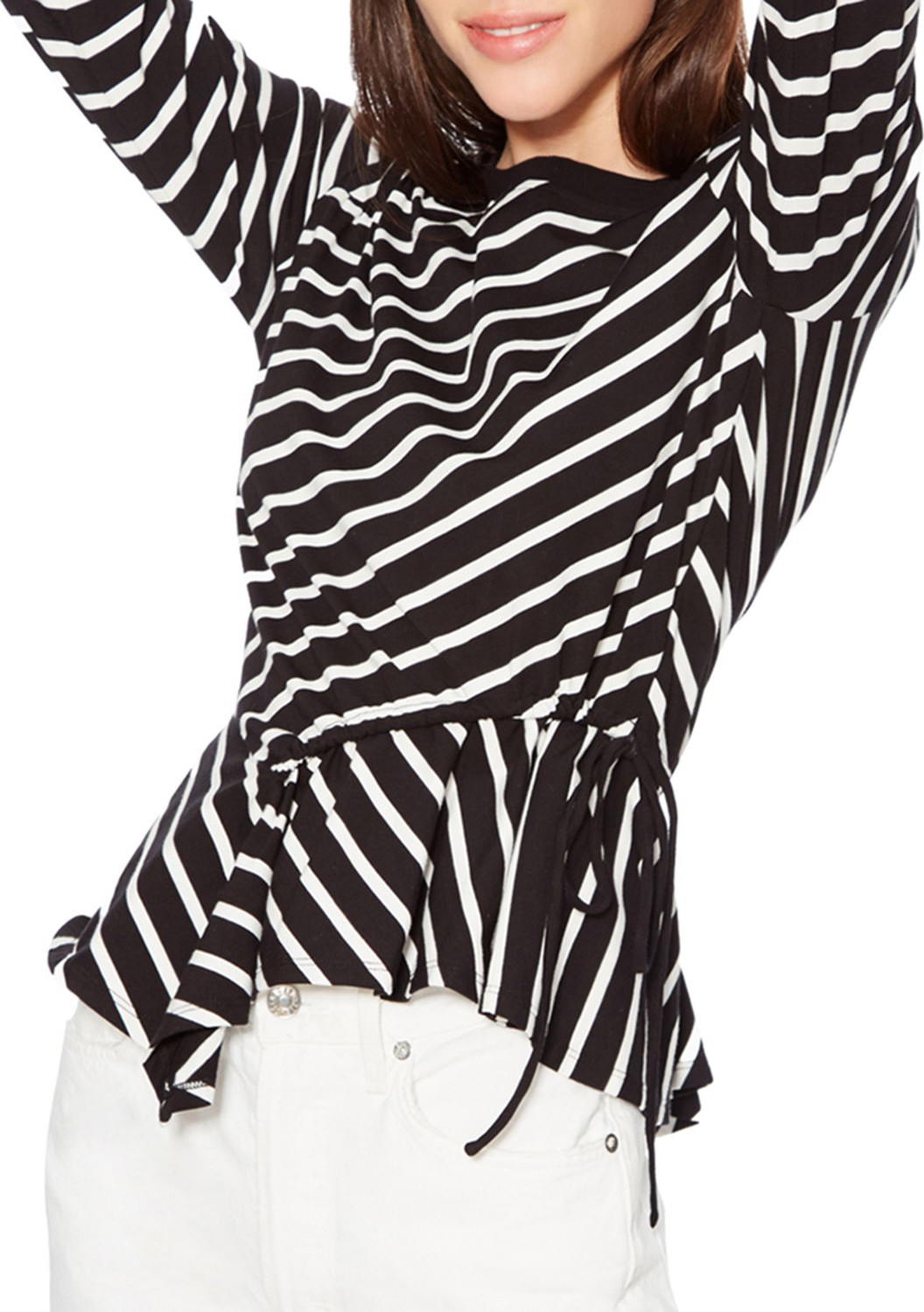 Parker Farris Striped Long-Sleeve Peplum Top