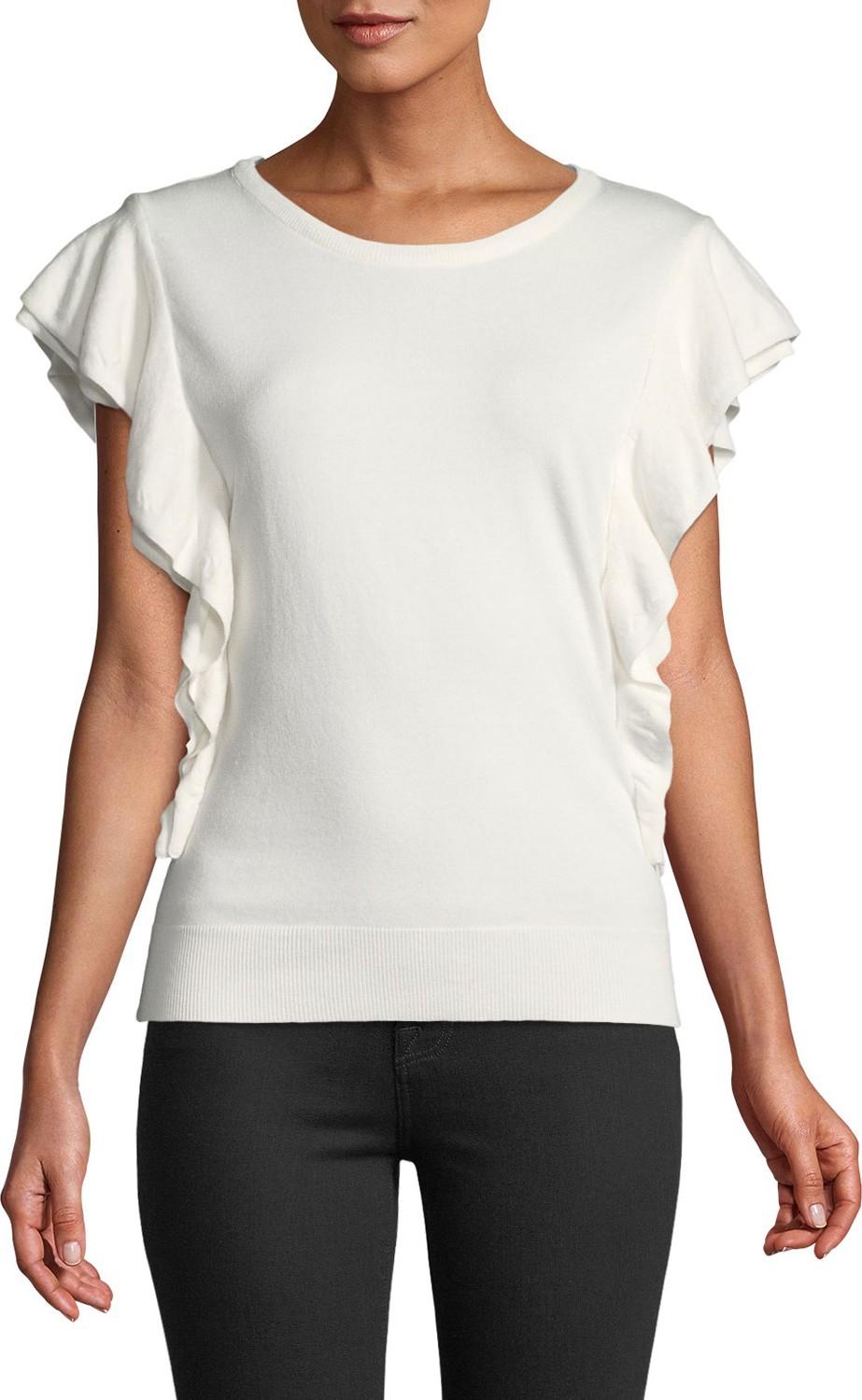 MILLY Cascade-Sleeve Knit Top