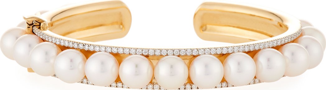 Assael Akoya Pearl & Diamond Rail Bracelet