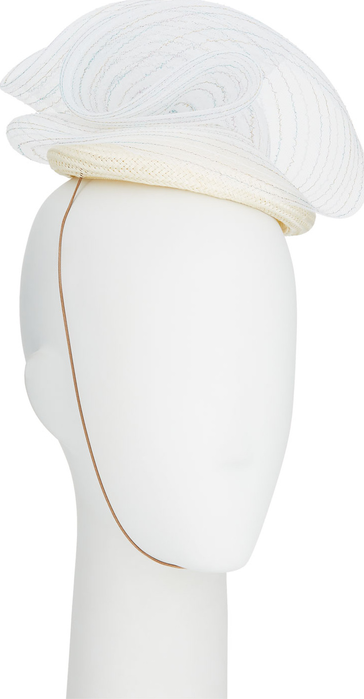 Jane Taylor Caterina Straw Pillbox Hat w/ Crinoline Trim
