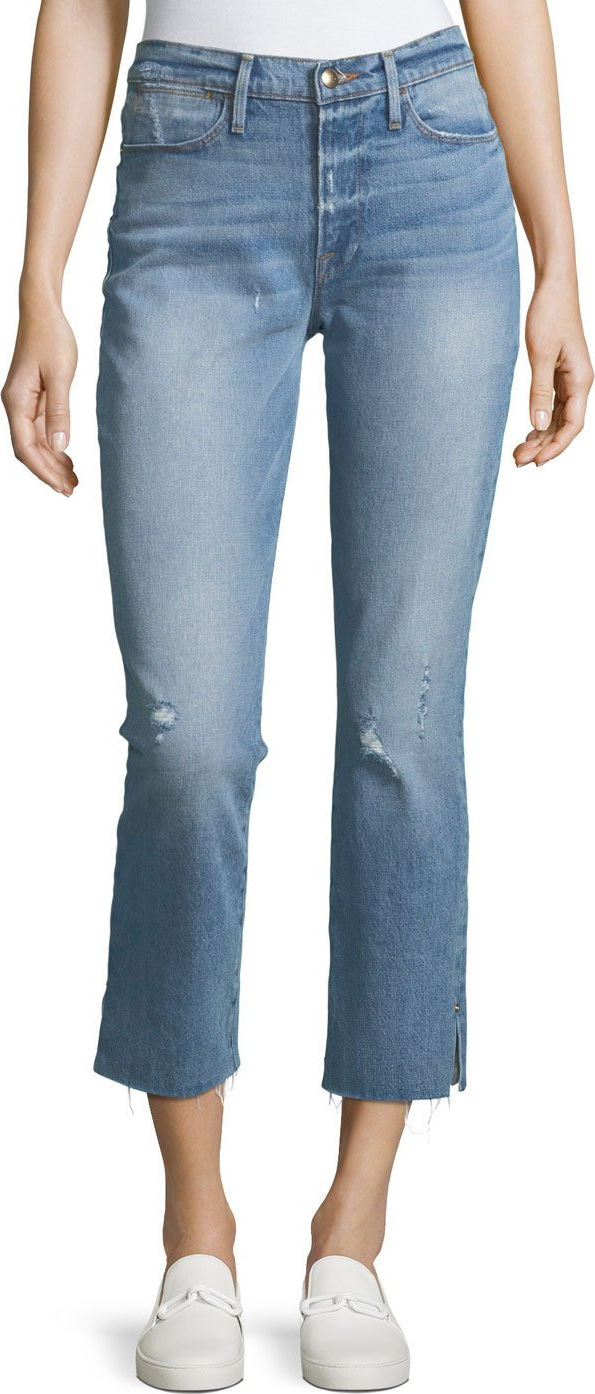 FRAME DENIM Le High Straight-Leg Raw-Edge Slit Jeans