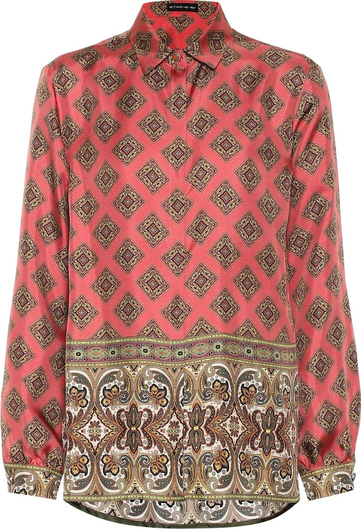 Etro Printed silk-twill blouse