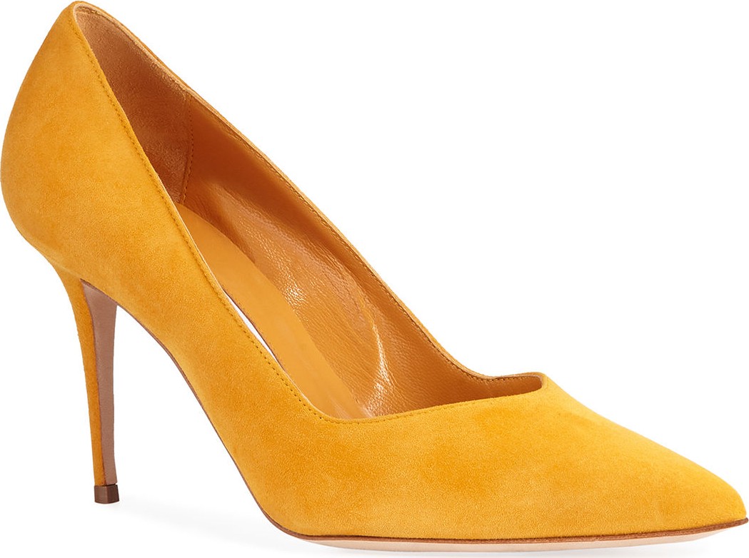 Manolo Blahnik Eris V-Neck Suede Pumps