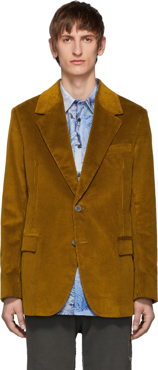 Acne Studios Yellow Corduroy Suit Blazer