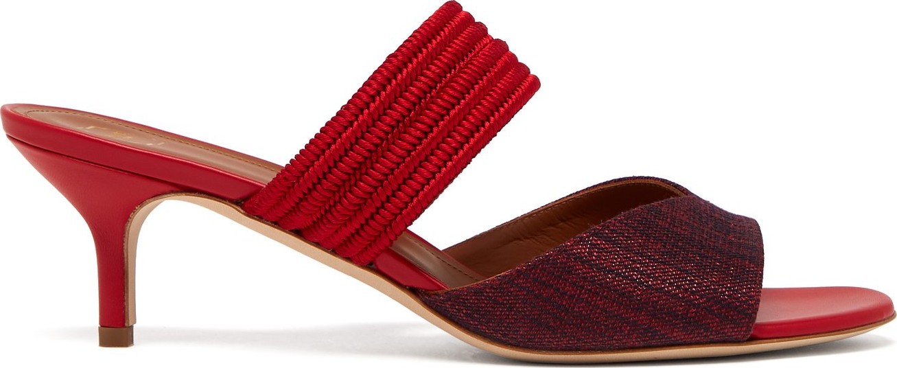 Malone Souliers Rodena kitten-heel canvas mules