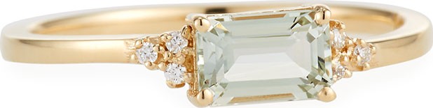 KALAN by Suzanne Kalan 14k Emerald-Cut Amethyst Ring w/ Diamonds, Size 6.5