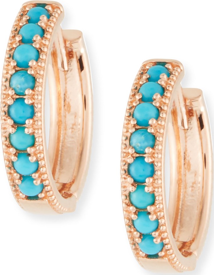 Stevie Wren 14k Rose Gold Turquoise Hoop Earrings