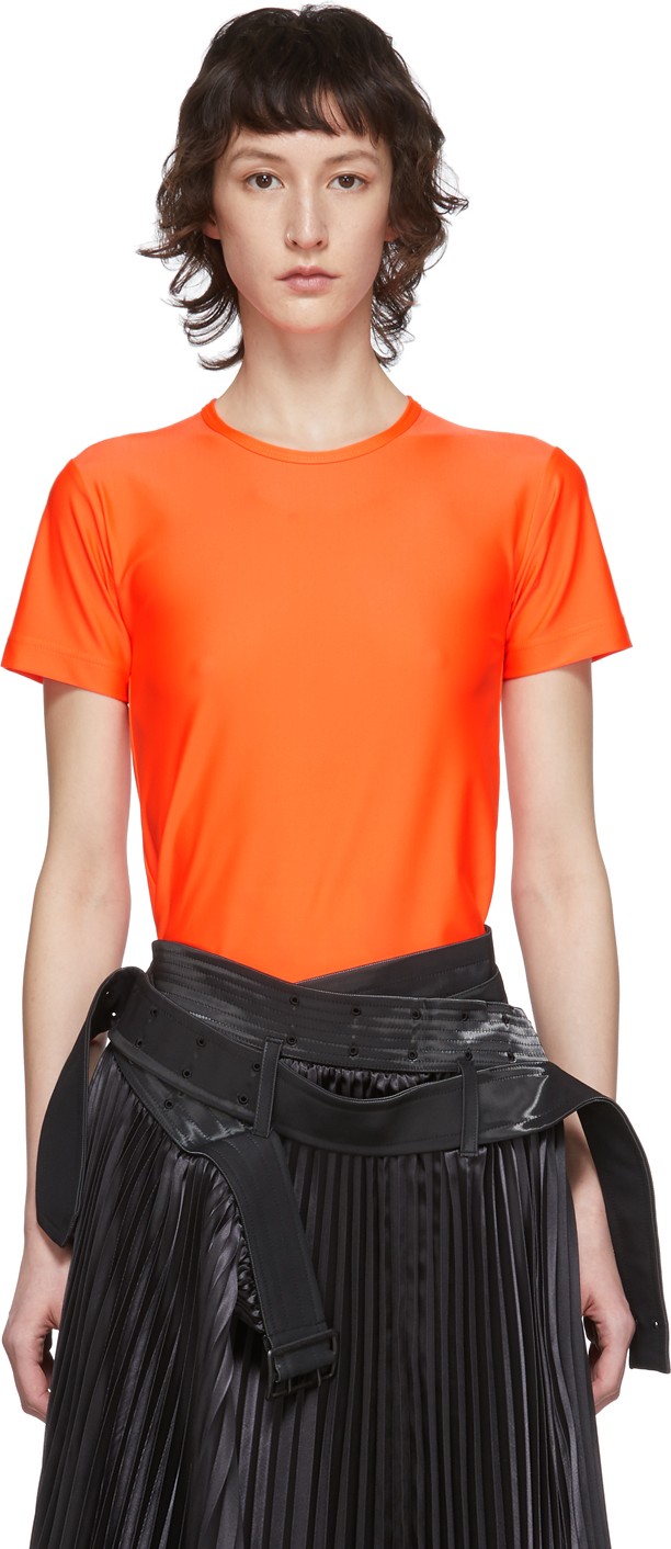 Junya Watanabe Orange Nylon Tricot T-Shirt