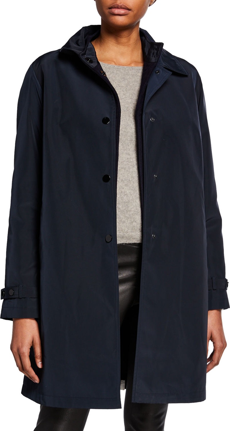 Jane Post Double Layer Snap-Front Rain Coat