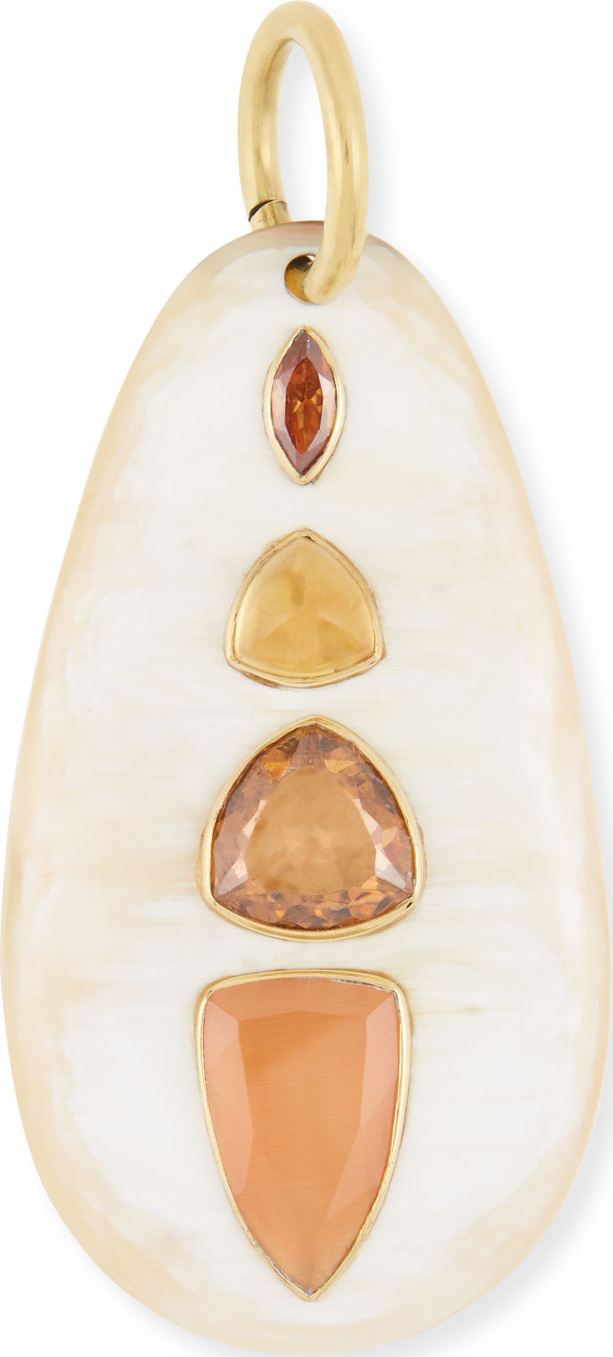 Ashley Pittman Light Horn & Orange Stone Pendant