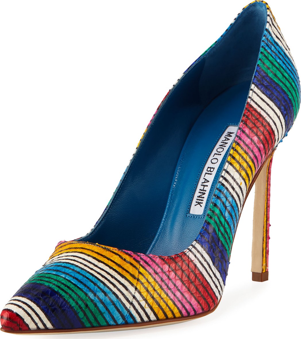 Manolo Blahnik BB Printed Snake High-Heel Pumps