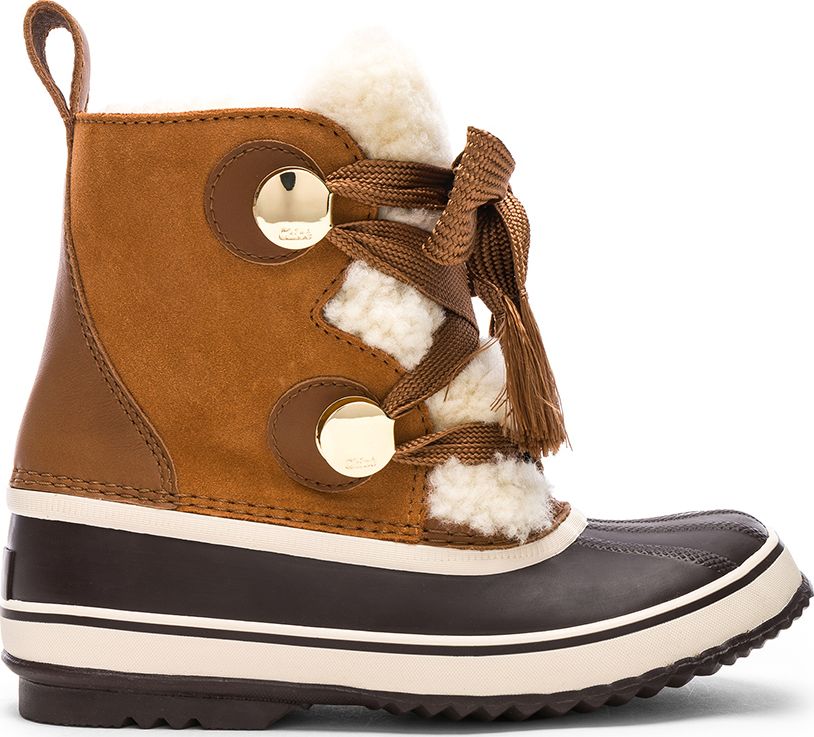 Chloe x Sorel Shearling & Suede Hiking Boots