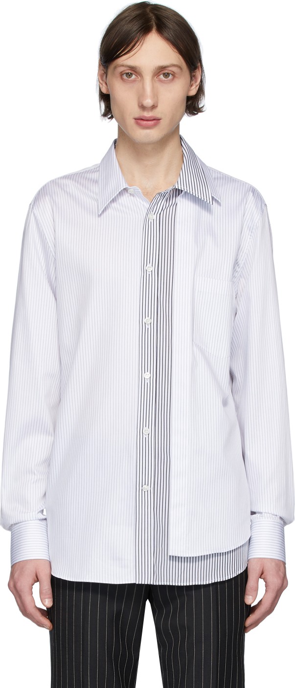 Alexander McQueen White & Black Striped Layered Shirt Alexander McQueen White & Black Striped Layered Shirt