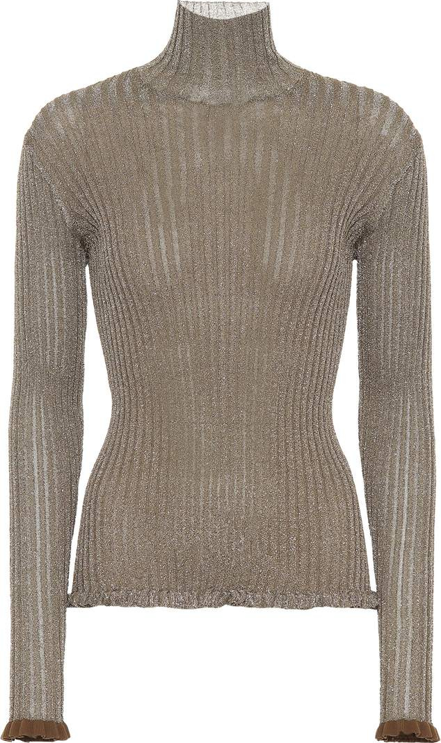 Chloe Metallic ribbed silk-blend sweater