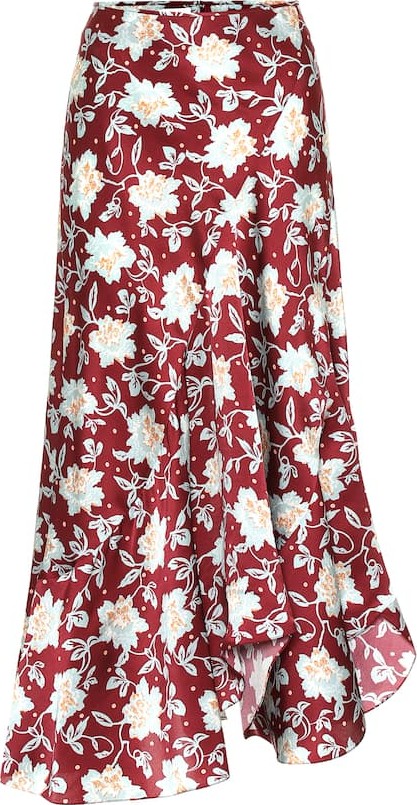 Chloe Floral hammered silk maxi skirt